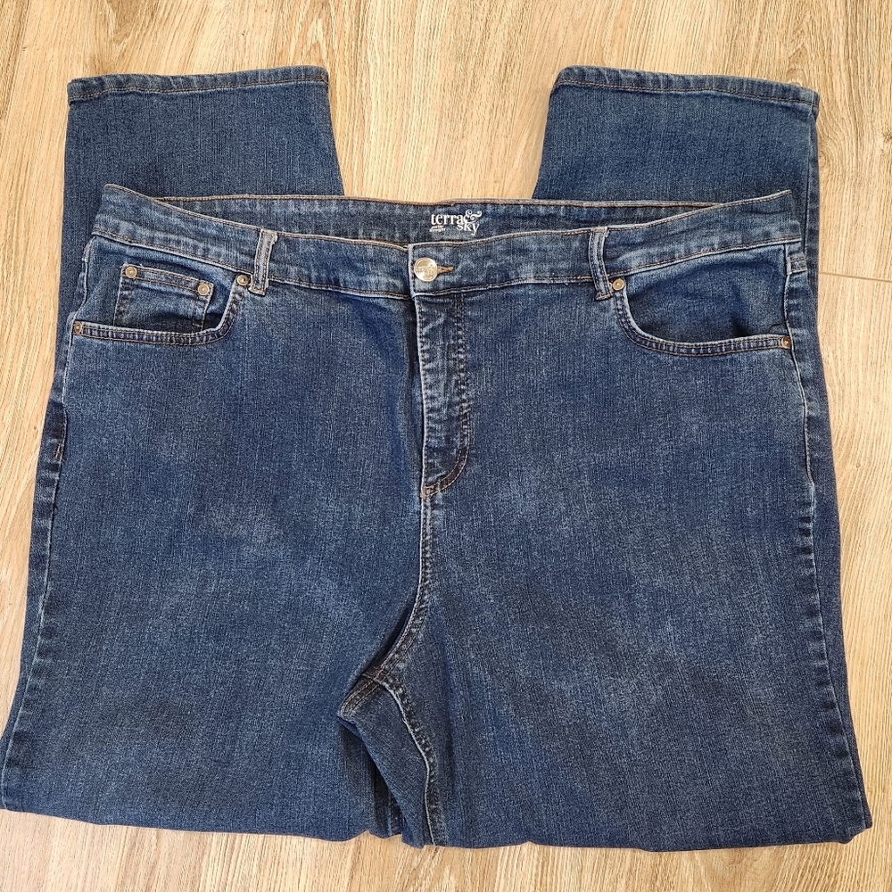 WOMEN'S TERRA & SKY BLUE DENIM JEANS SIZE 22W